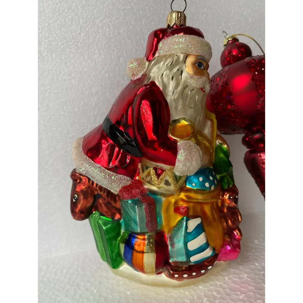 Christopher RADKO Santa Christmas Tree Hand Blown Glass Finial Spindal Ornament